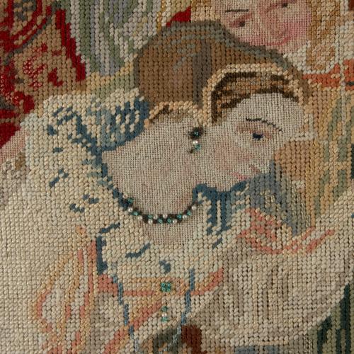 Rare needlework panel of Mary Queen of Scots at the Battle of Langside