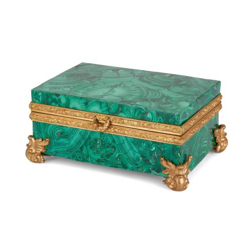 Antique ormolu mounted malachite casket