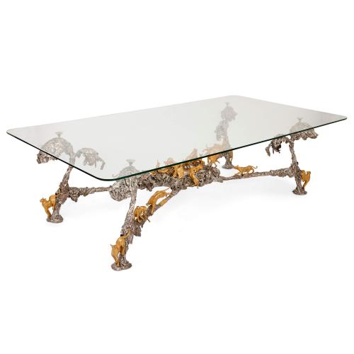 Contemporary silvered and gilt bronze coffee table by JM David