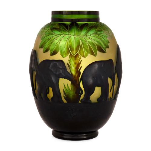 Art Nouveau cameo glass ‘Elephant’ vase by Émile Gallé