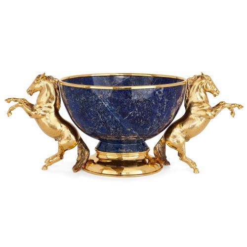 Very large silver gilt and lapis lazuli centrepiece by Asprey