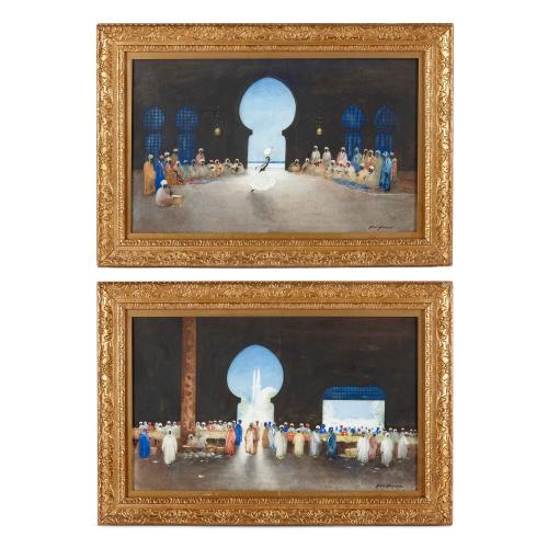 Pair of Orientalist watercolour paintings by Hansen