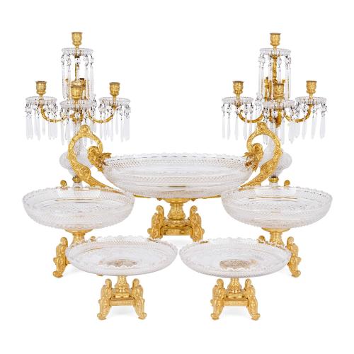 Antique cut crystal and ormolu centrepiece garniture by Baccarat
