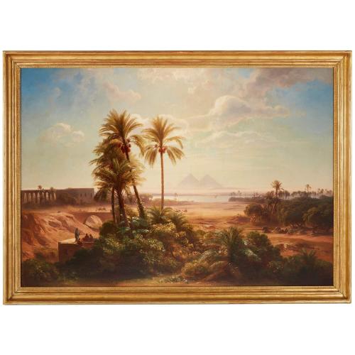 Large Orientalist oil painting of Egypt by Löffler