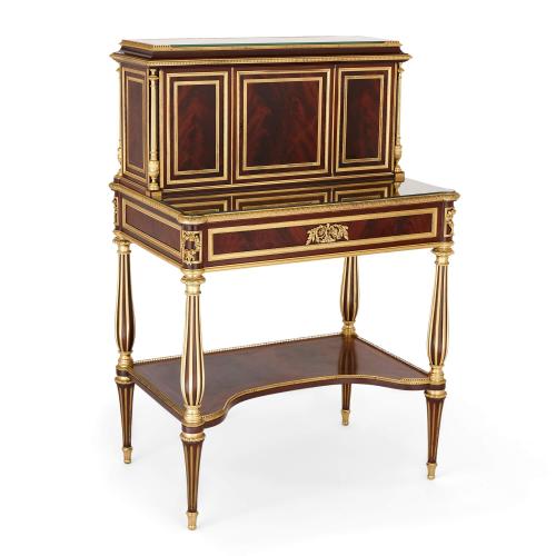 French Louis XVI style ormolu mounted mahogany bonheur du jour