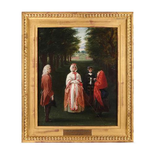 Oil painting of Jeanie Deans pleading with Queen Caroline by Leslie