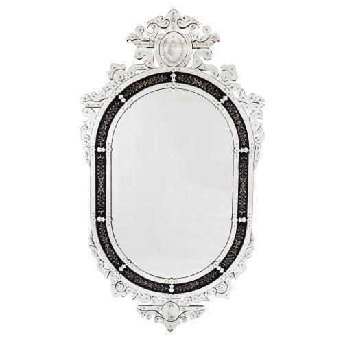 Monumental floral Venetian glass mirror