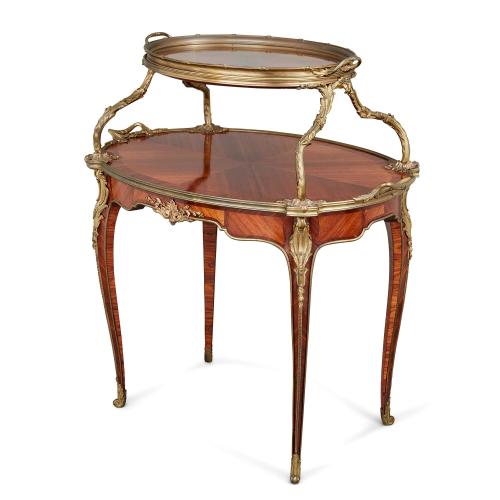Antique French ormolu mounted tea table attributed to Sormani