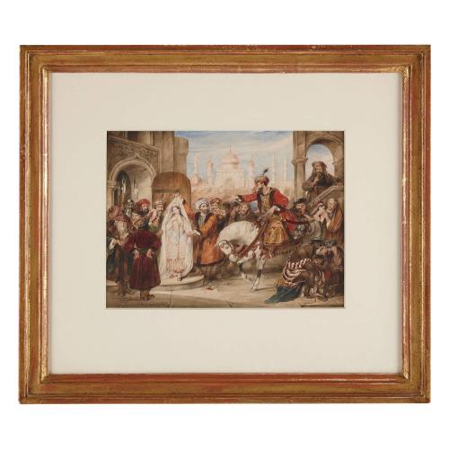 Orientalist watercolour of a Middle Eastern scene by Stephanoff