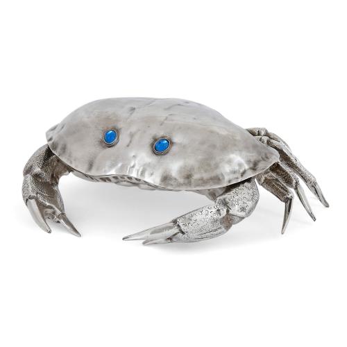Crab-form silver-plated caviar dish attributed to Lapini