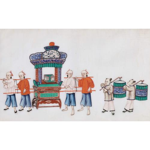 Set of twelve Chinese pith paintings of festival processions | Mayfair ...