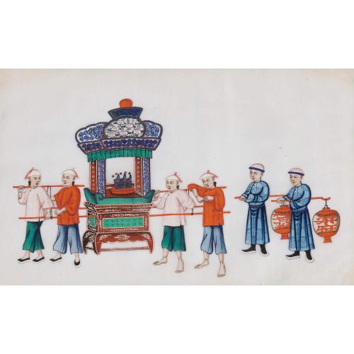 Set of twelve Chinese pith paintings of festival processions | Mayfair ...