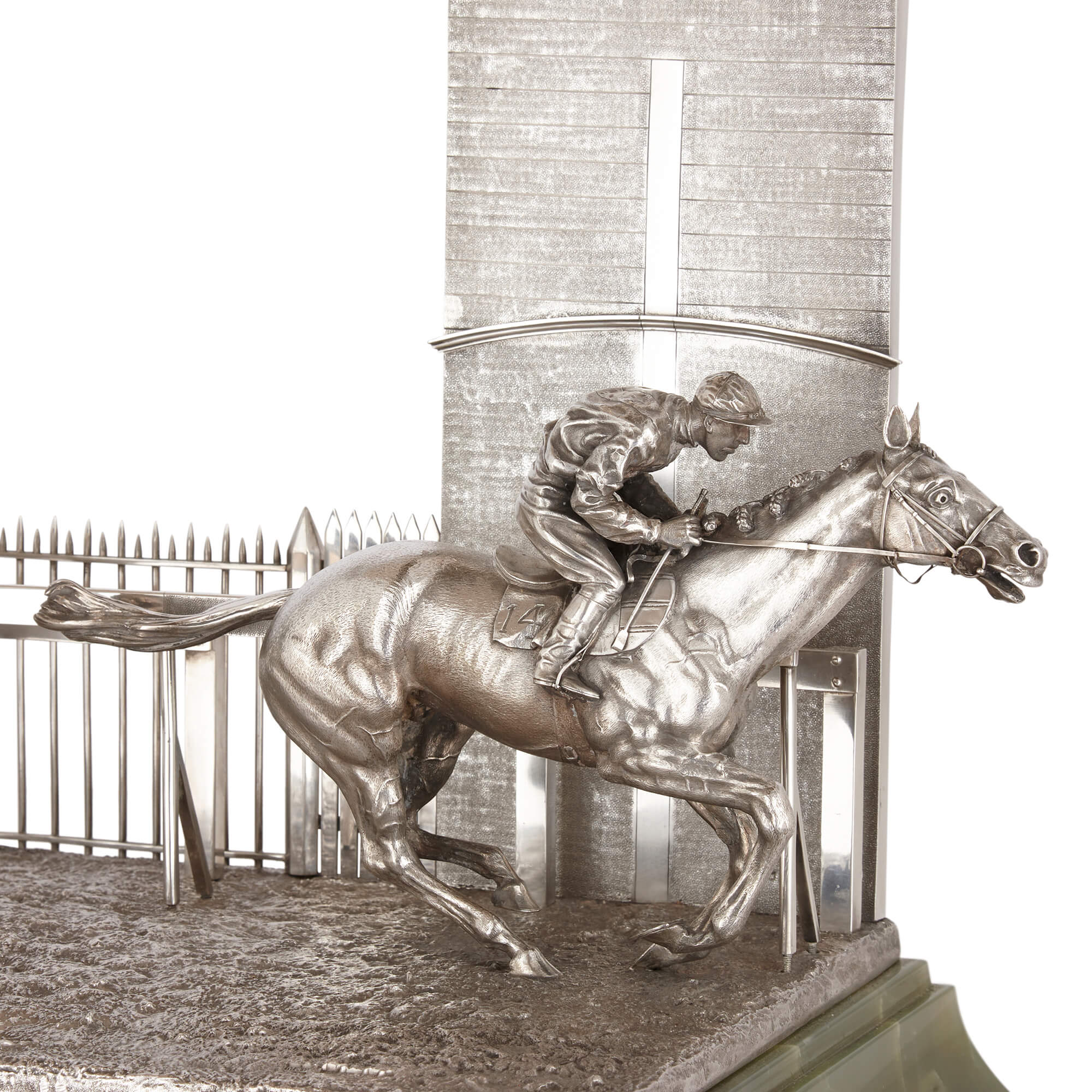 Silver and onyx horse racing sculpture for the Maharaja of Rajpipla