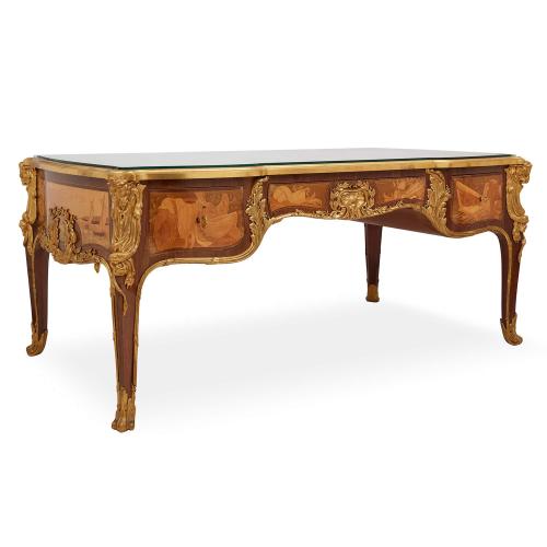 Fine Louis XV style ormolu mounted marquetry desk by Maison Léger