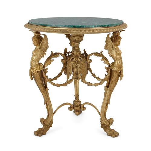 French Empire style malachite and ormolu guéridon