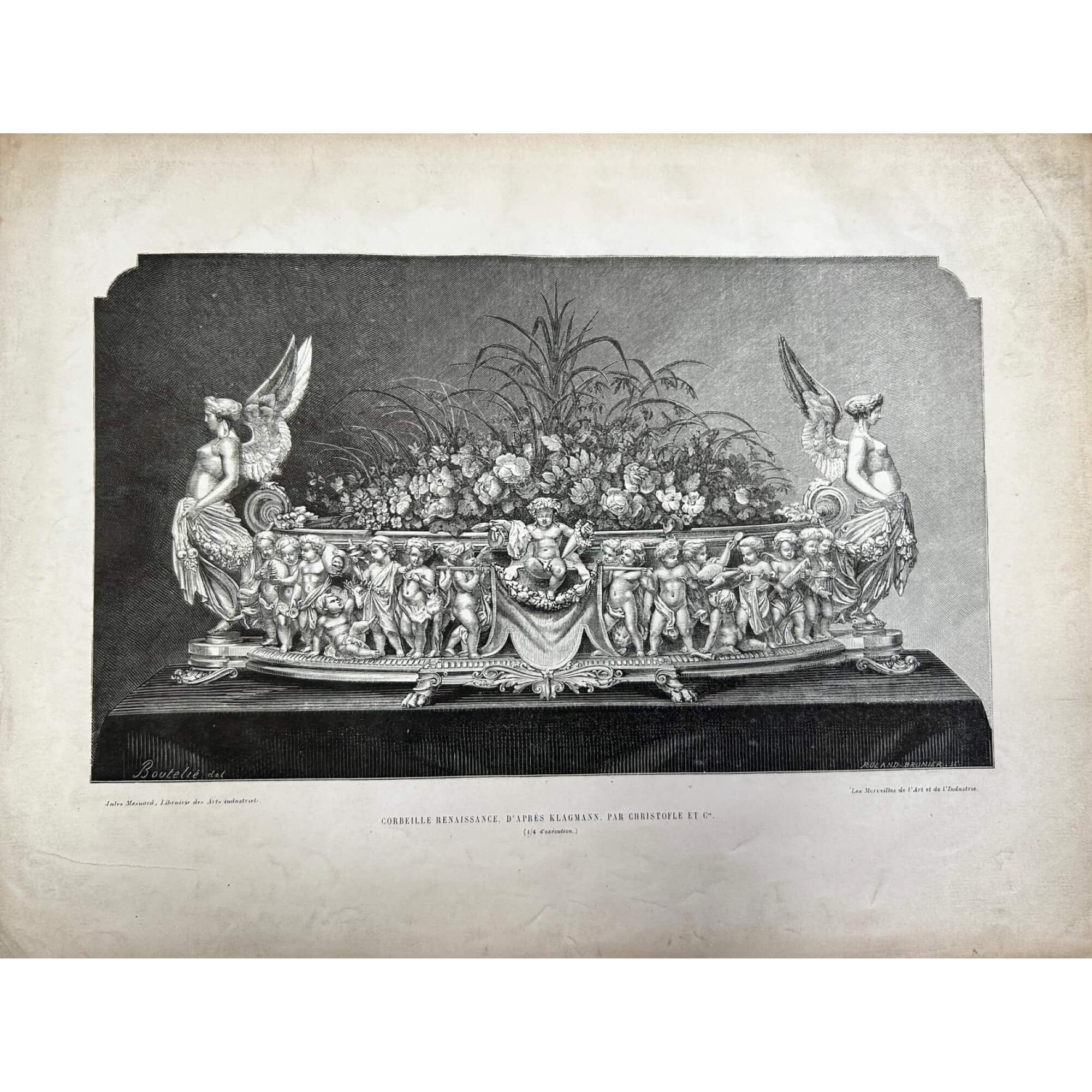 Magnificent sculptural silvered and gilt jardinière by
