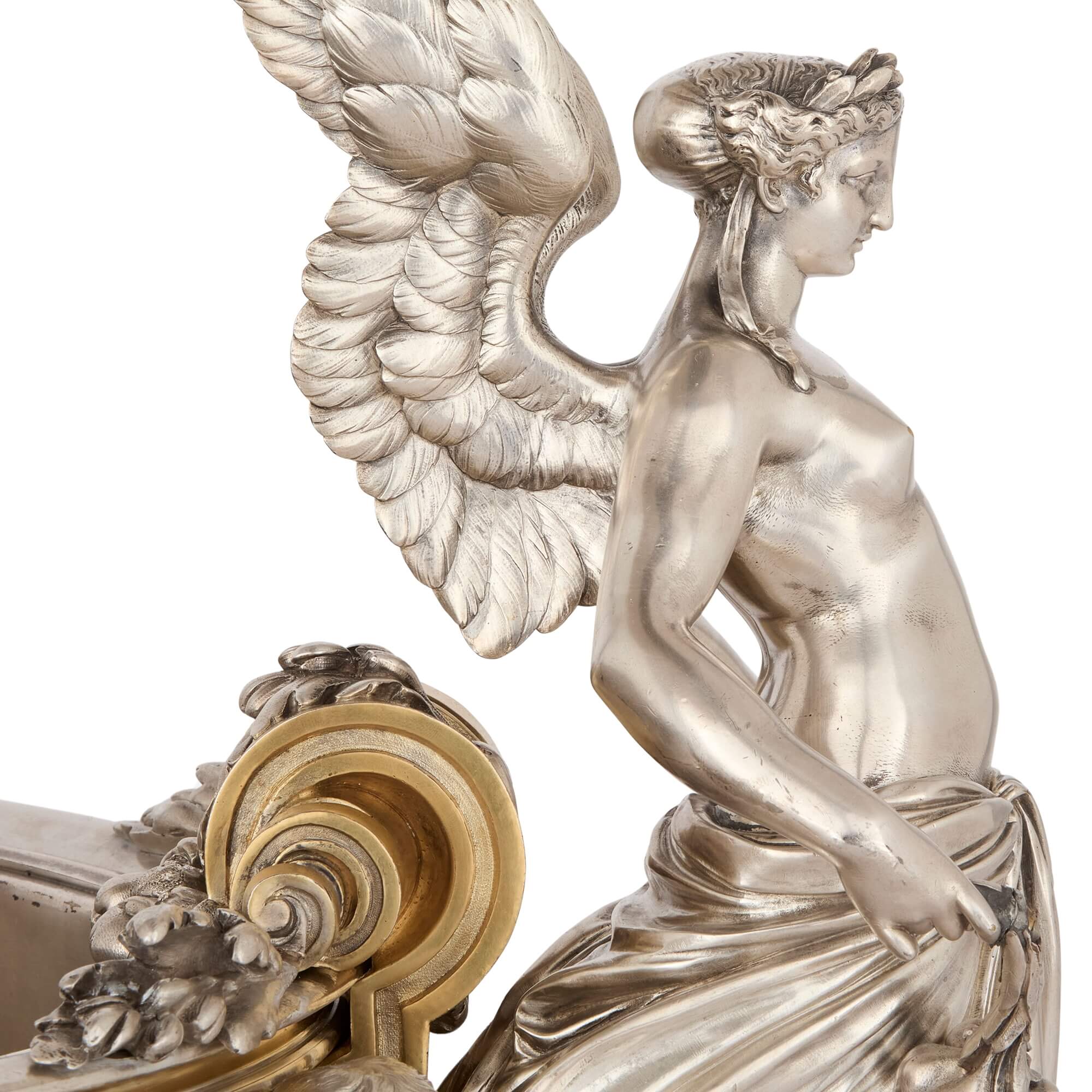 Magnificent sculptural silvered and gilt jardinière by
