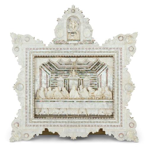 Very large mother of pearl and abalone icon of the Last Supper