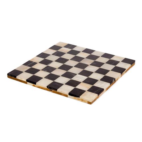 Black marble and onyx chessboard