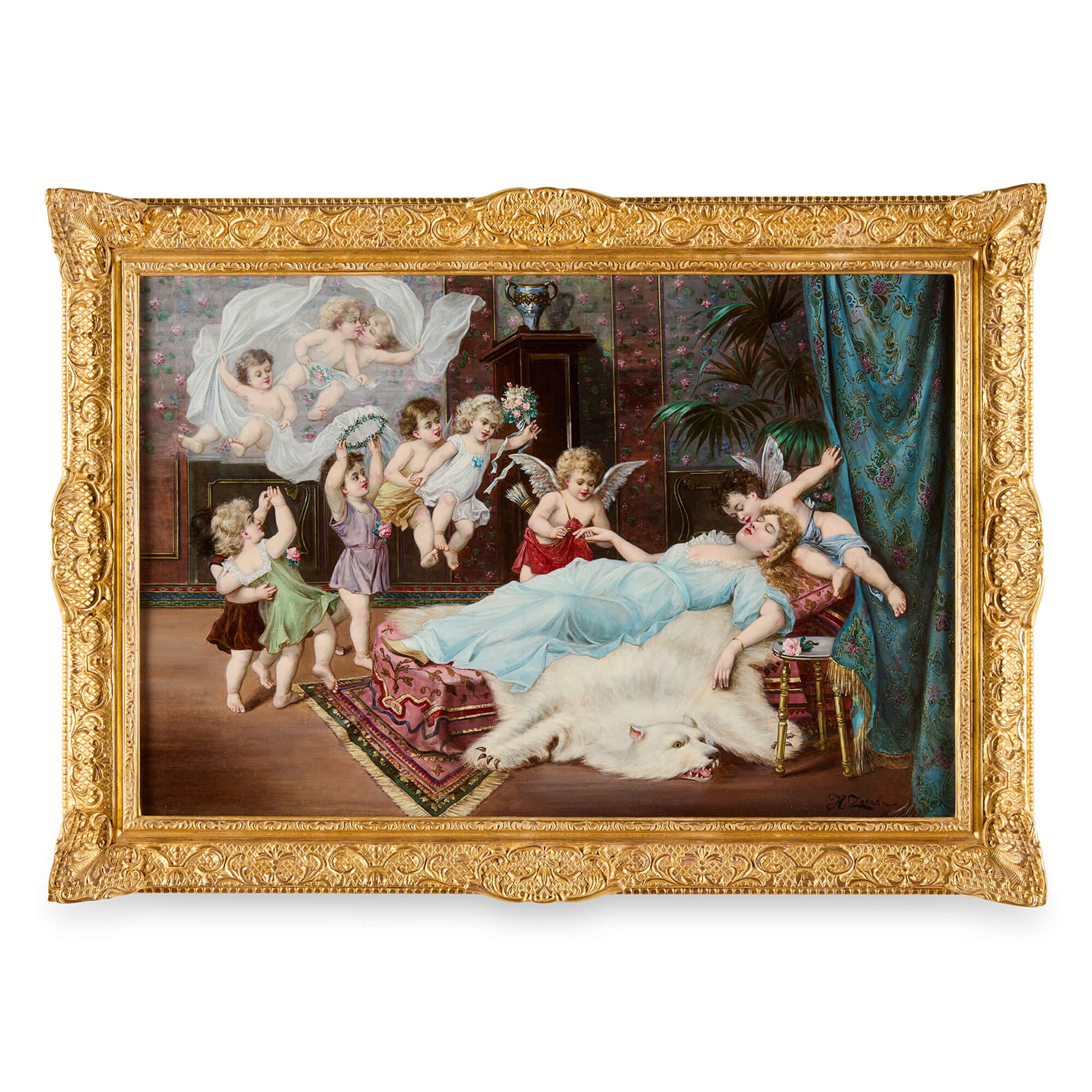 European 19th century oil painting of a dream wedding by Hans