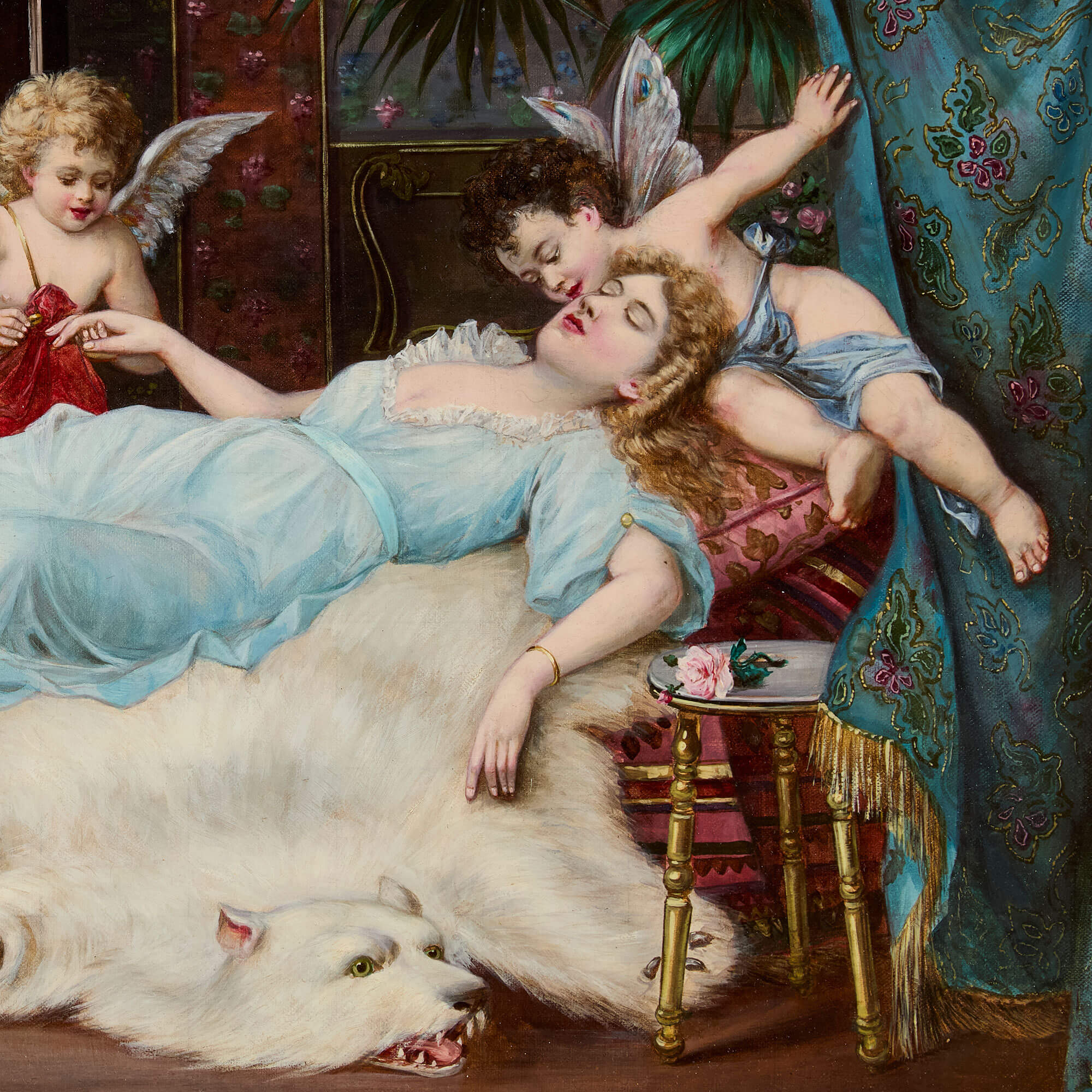 European 19th century oil painting of a dream wedding by Hans