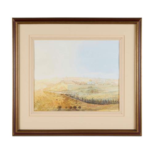 ‘Jerusalem across the Kidron Valley’, watercolour by Miller