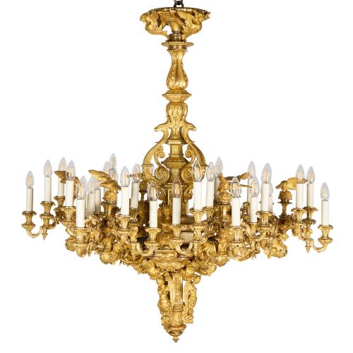 Grand and impressive 19th century Russian ormolu chandelier