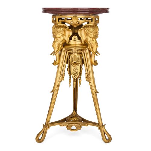 Antique Japonisme ormolu & marble pedestal by Maison Marnyhac