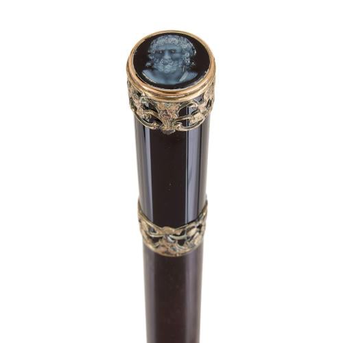 Antique French vermeil mounted onyx cane