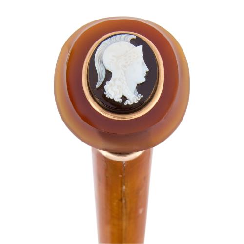 Antique agate and classical cameo mounted cane
