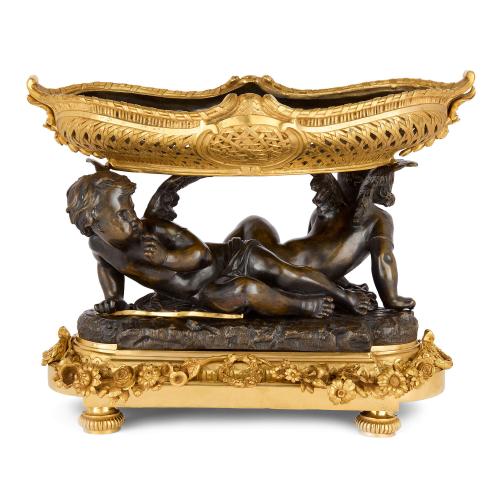 Antique French gilt and patinated bronze centrepiece by M. Moreau