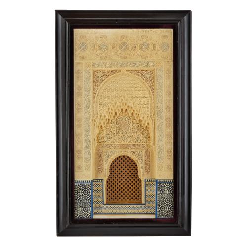 Large antique Spanish plaster relief model of Alhambra