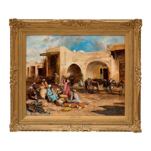 'An Eastern Market Place’, French Orientalist oil painting by Pavy
