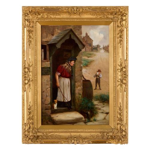 Antique Victorian English figurative oil painting by Spencelayh