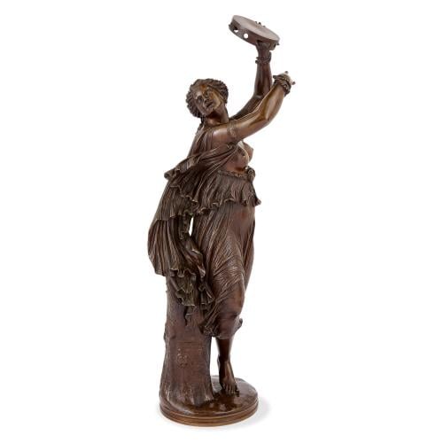 Zingara', large bronze sculpture of a dancing girl by Barbedienne