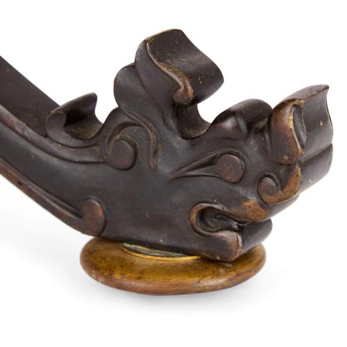 Pair of antique French Japonisme marble and bronze gueridons