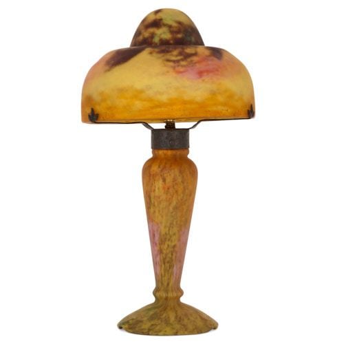 Art Nouveau period antique Marmorean glass lamp by Daum