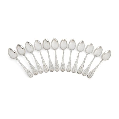 Set of twelve silver teaspoons by J. Tostrup
