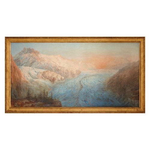 'Mont Blanc, Glacier', large watercolour painting by Croft
