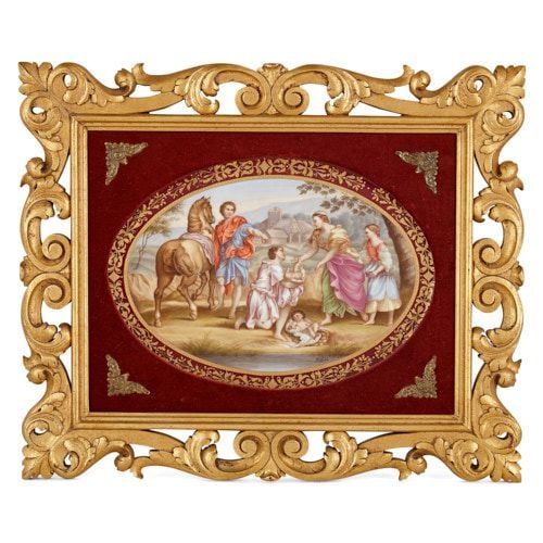 Royal Vienna porcelain plaque in a giltwood frame