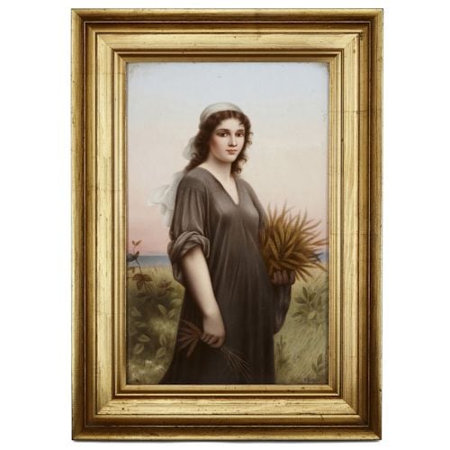 Large KPM porcelain plaque of Ruth after Landelle