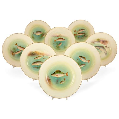 Set of 8 Royal Worcester Ichthyological porcelain plates