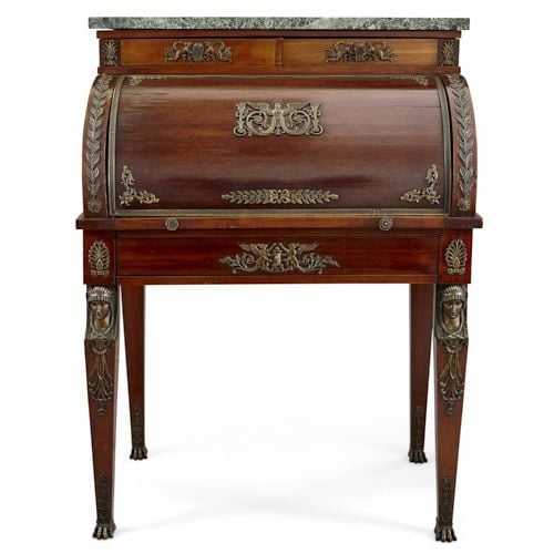 Ormolu mounted Empire style cylinder desk