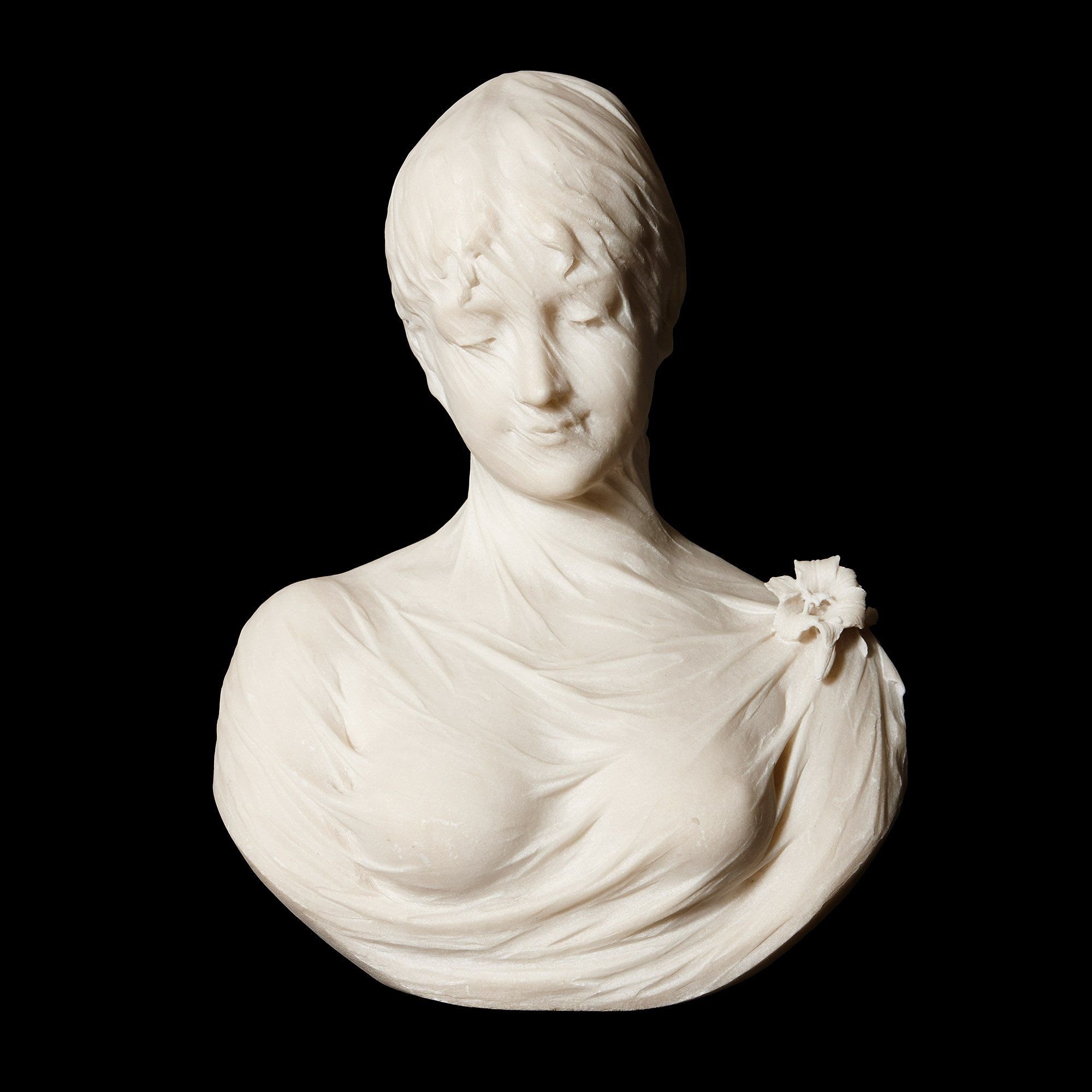 Antique Italian Marble Bust Of A Veiled Lady By Lapini Mayfair Gallery
