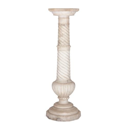 Antique French alabaster Neoclassical pedestal, late 19th century