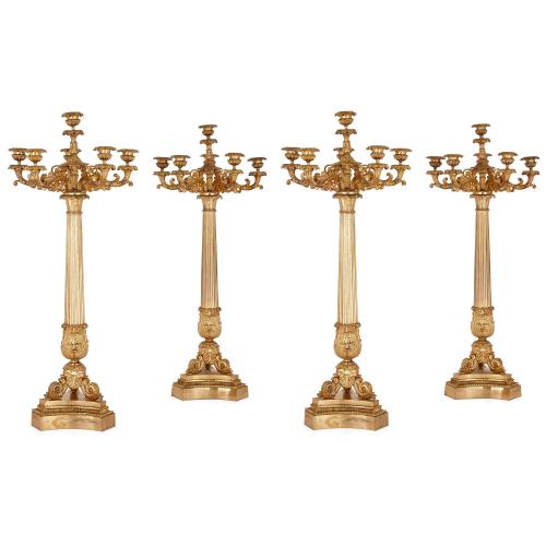 Set of four Neoclassical style ormolu candelabra by Picard