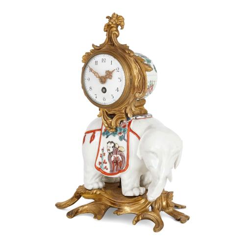 Ormolu and Samson porcelain antique Chinoiserie mantel clock
