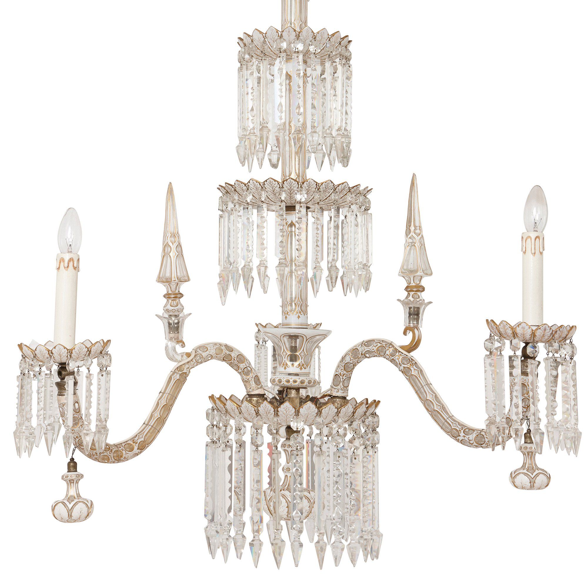 Antique Bohemian Cut Glass And Gilt Gasolier Chandelier Mayfair Antique Bohemian Cut Glass And Gilt Gasolier Chandelier