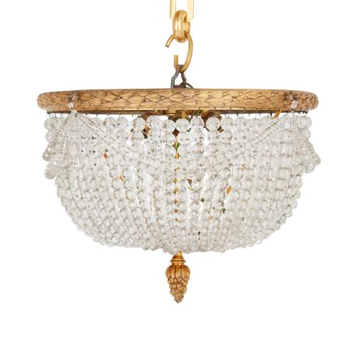 Antique Empire style ormolu and glass chandelier