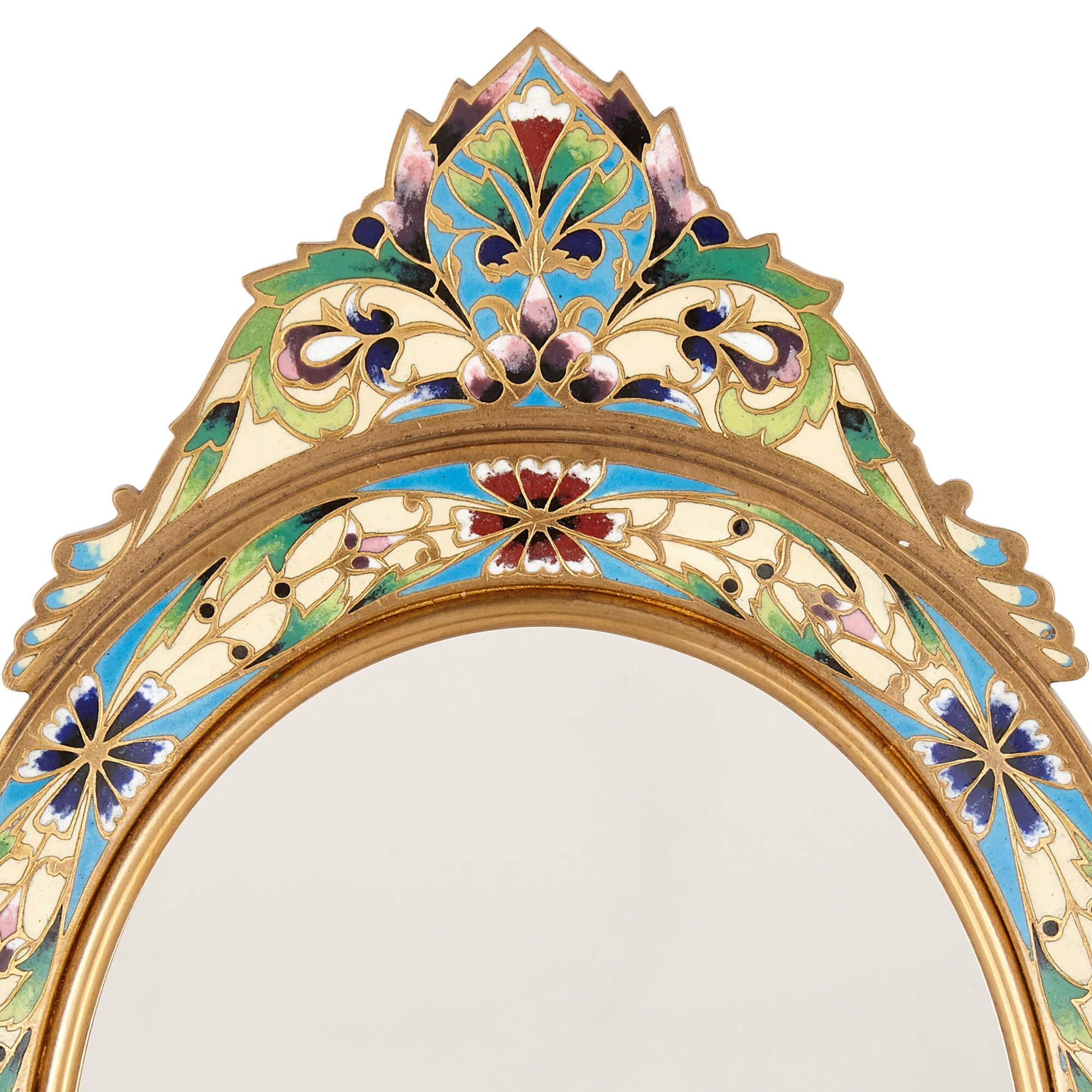 Cloisonné and gilt metal antique French toilette mirror | Mayfair Gallery